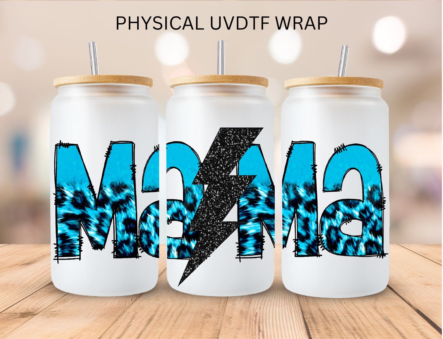 Blue Mama Bolt - 16 oz / 20 oz Libby UV DTF Wrap