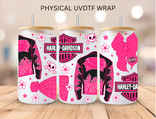 Pink Harley - 16 oz / 20 oz Libby UV DTF Wrap