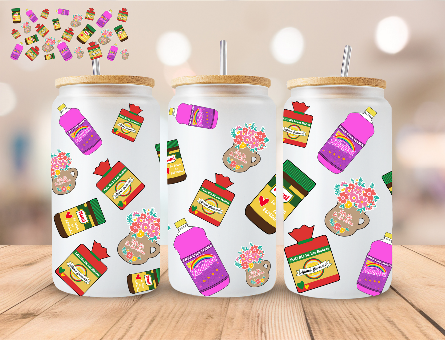 Hispanic Snacks - 16 oz / 20 oz Libby UV DTF Wrap