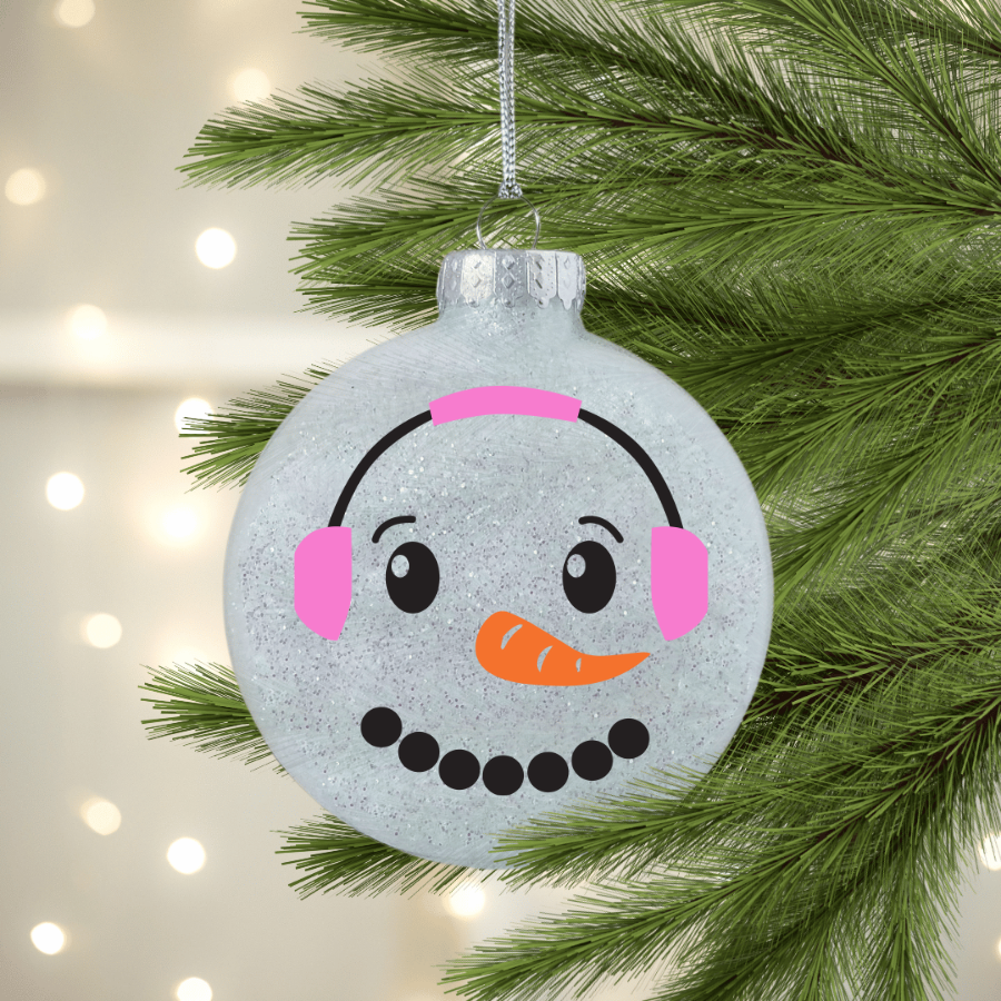 Snowy Snowman Face UV DTF Christmas Ornament Decal