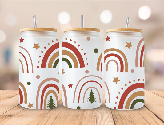 Christmas Red Rainbow - 16oz Libby UV DTF Wrap