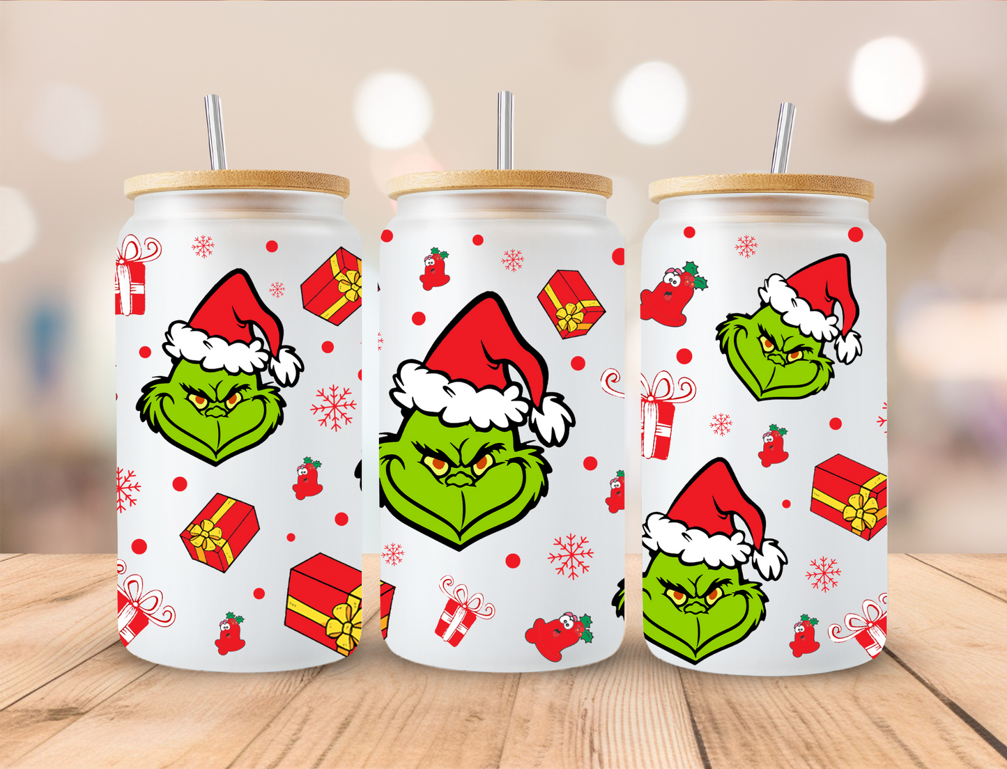 Christmas Mean Green Presents - 16oz Libby UV DTF Wrap