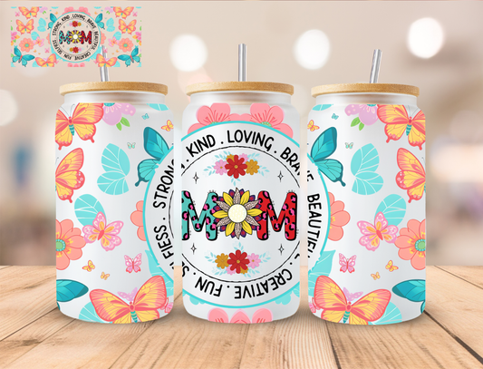 Butterfly Mom Affirmations - 16 oz / 20 oz Libby UV DTF Wrap