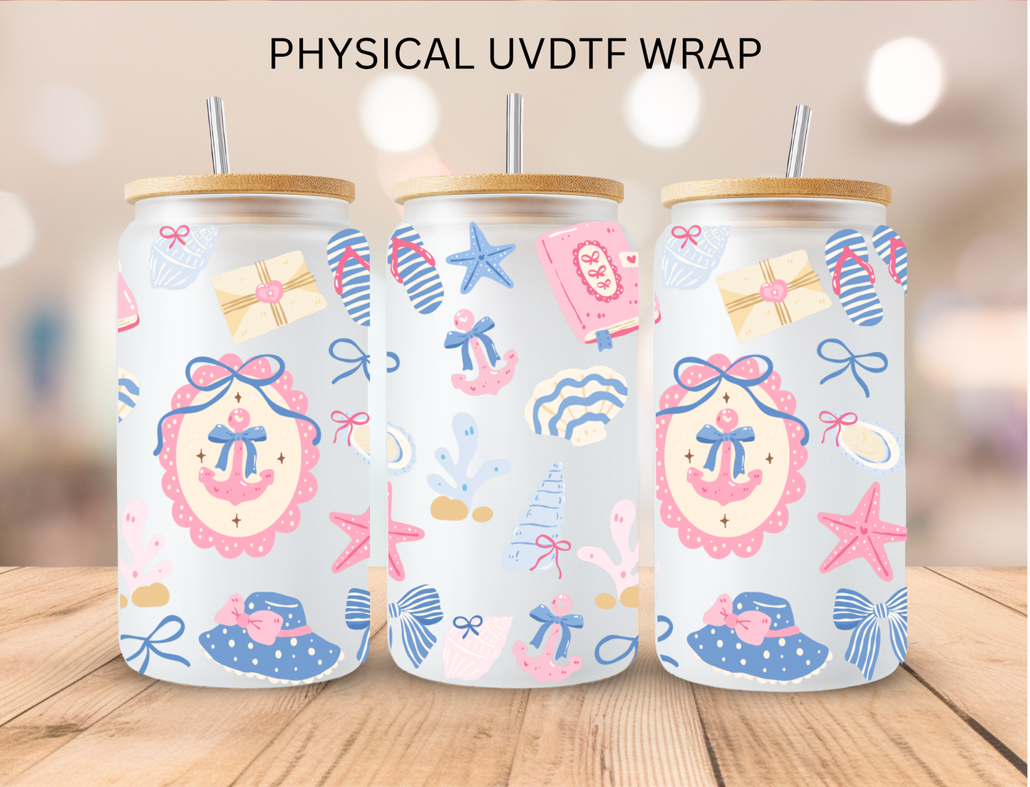 Beachy - 16 oz / 20 oz Libby UV DTF Wrap