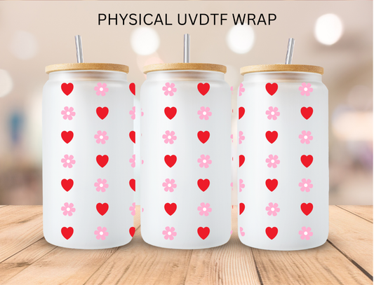 Valentines Hearts And Flowers - 16 oz / 20 oz Libby UV DTF
