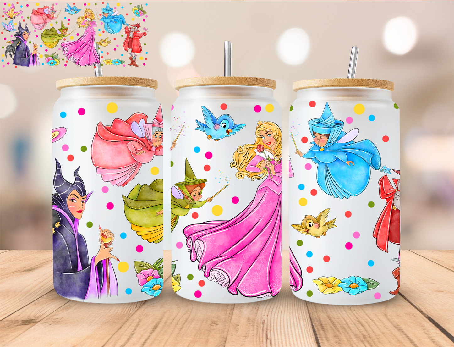 Watercolor Evil Villain - 16 oz / 20 oz Libby UV DTF Wrap