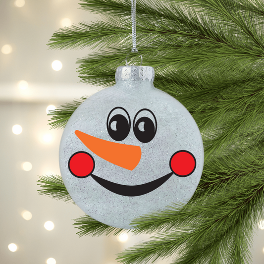 Smily Rosy Cheeks Snowman Face UV DTF Christmas Ornament Decal