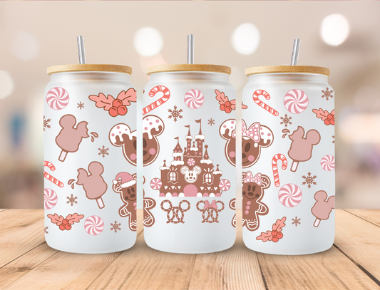 Christmas Gingerbread Castle - 16oz Libby UV DTF Wrap