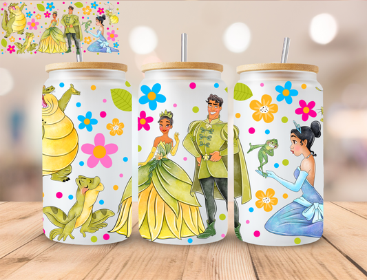 Watercolor Frog Princess - 16 oz / 20 oz Libby UV DTF Wrap