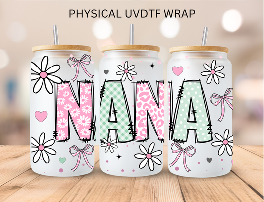 Nana Floral - 16 oz / 20 oz Libby UV DTF Wrap