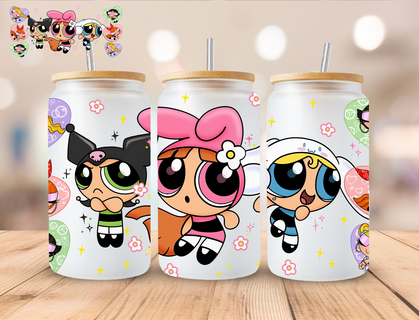 Heart Puff Girls - 16 oz / 20 oz Libby UV DTF Wrap