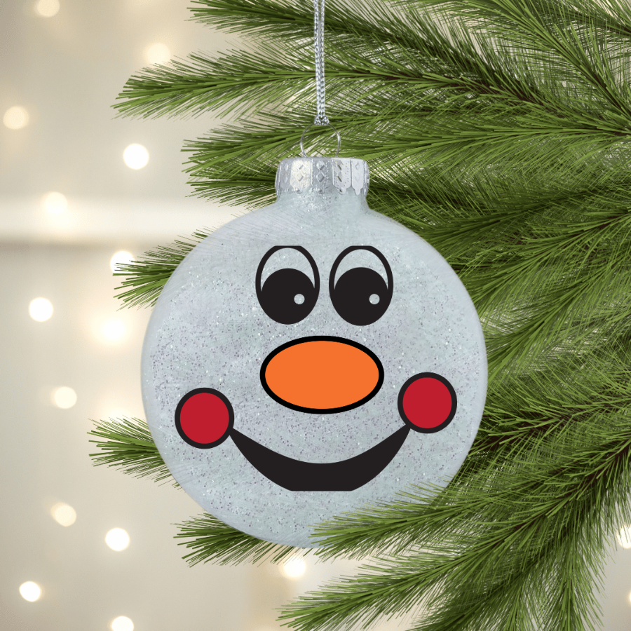 Smily Rosy Cheeks Snowman Vers 2 Face UV DTF Christmas Ornament Decal