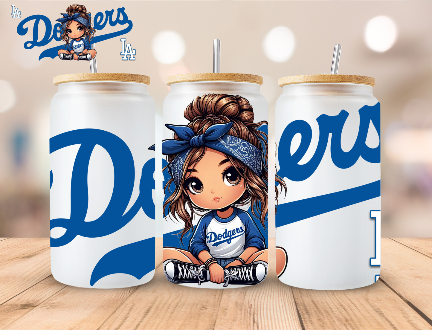 Dodgers Girl - 16 oz / 20 oz Libby UV DTF Wrap