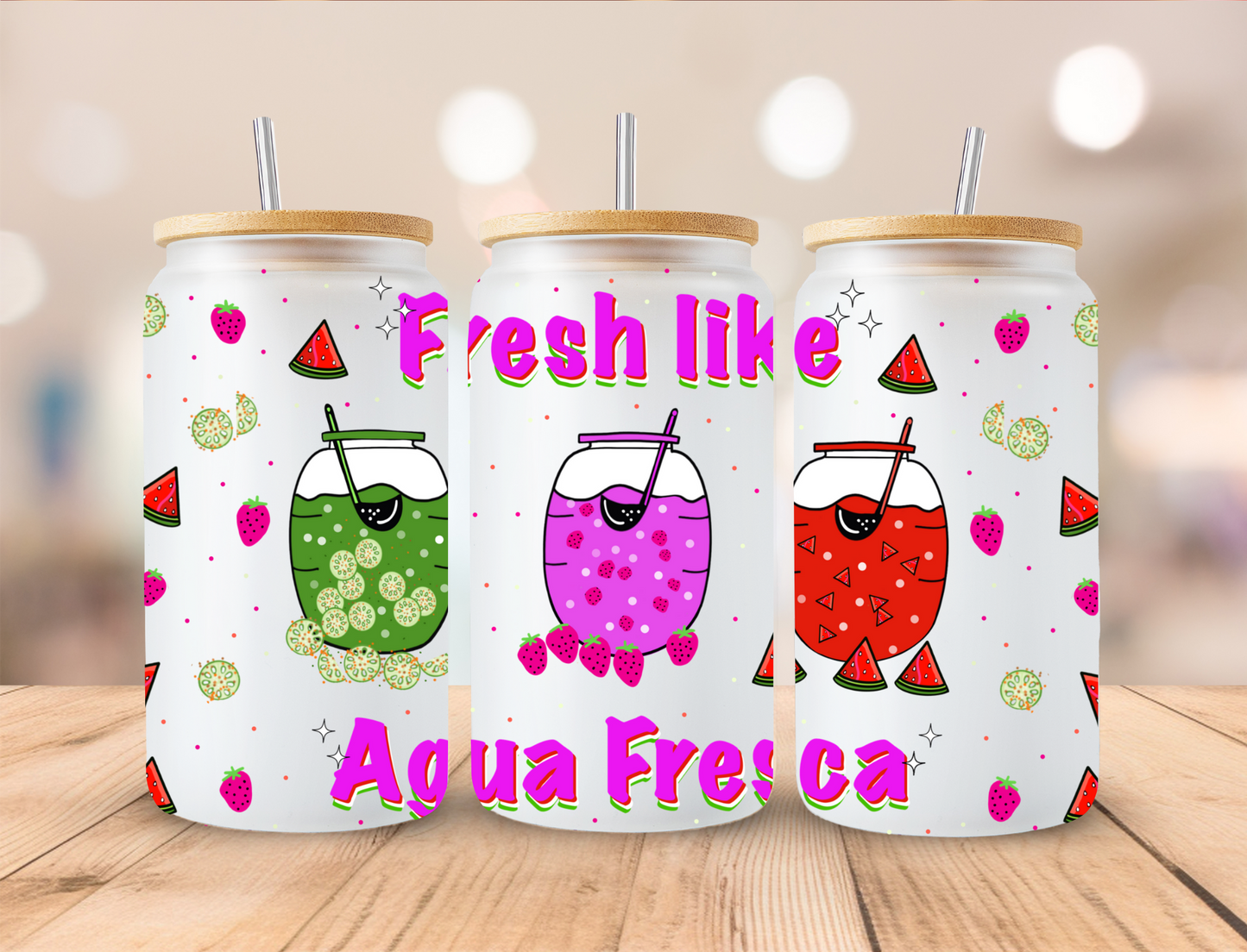 Mexican Fresh Like Aqua Fresca - 16 oz / 20 oz Libby UV DTF Wrap