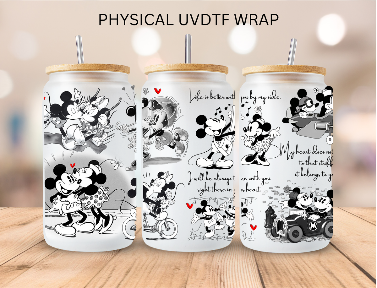 Black And White Vintage Mouse - 16 oz / 20 oz Libby UV DTF