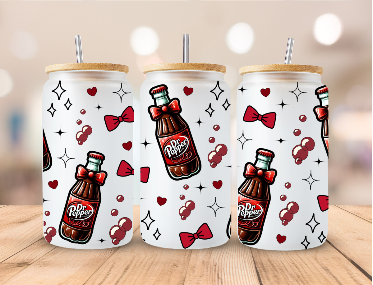 Soda Dr Pepper W Bow - 16 oz / 20 oz Libby UV DTF Wrap