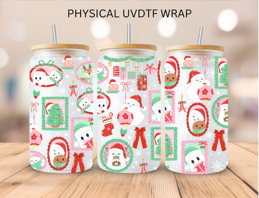 Christmas Oval Round Stamps - 16 oz / 20 oz Libby UV DTF Wrap