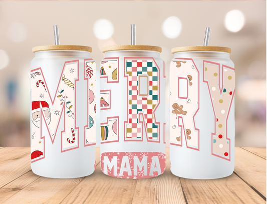 Christmas Merry Mama - 16 oz / 20 oz Libby UV DTF Wrap