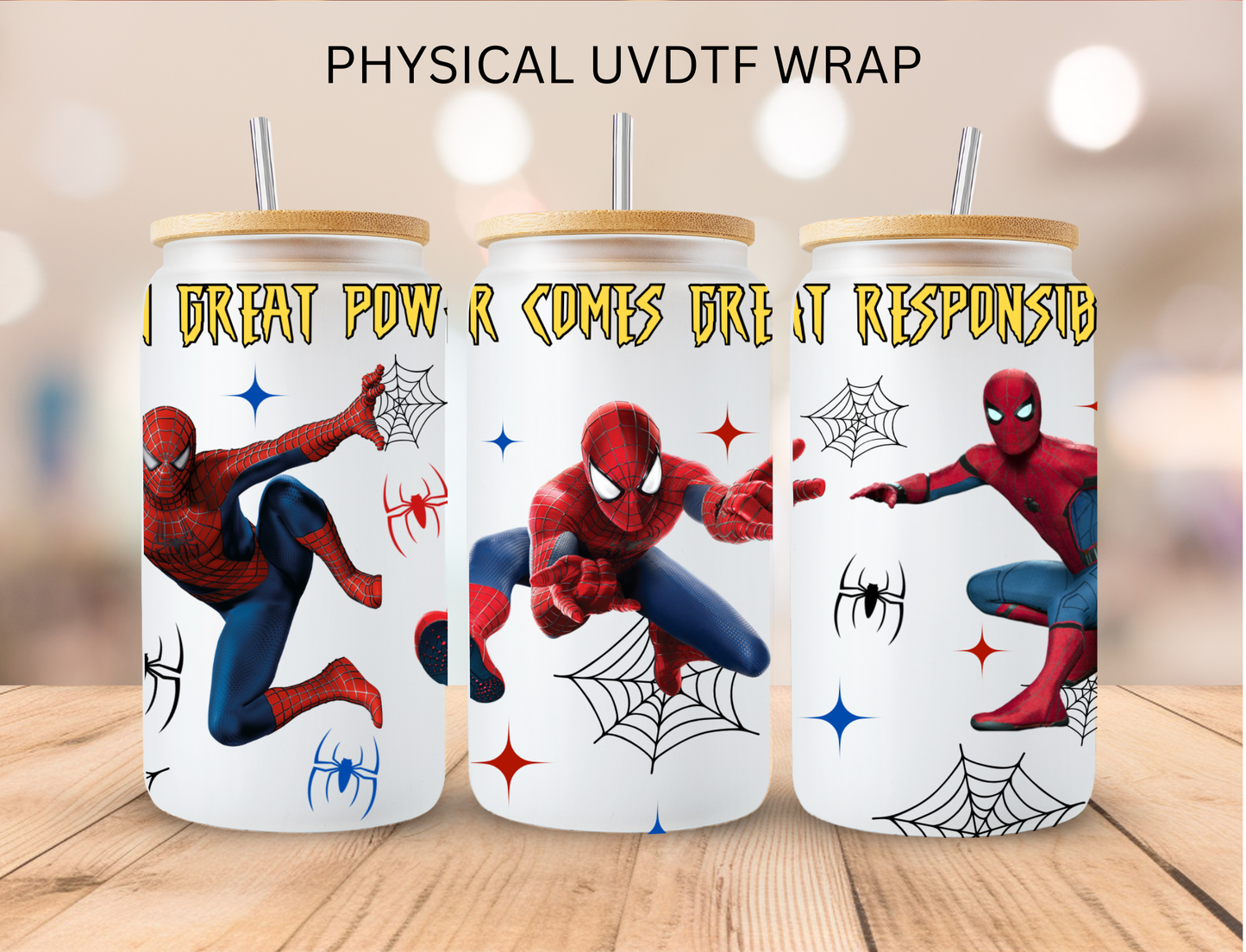 Spider With Great Power - 16 oz / 20 oz Libby UV DTF Wrap