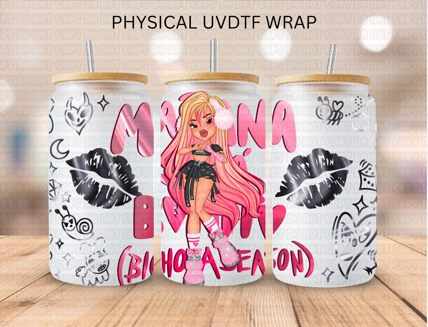 Karol G Black Lips - 16 oz / 20 oz Libby UV DTF