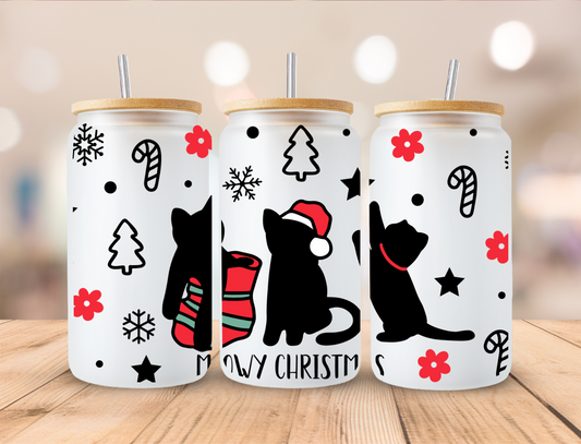 Christmas Cats - 16oz Libby UV DTF Wrap RTS