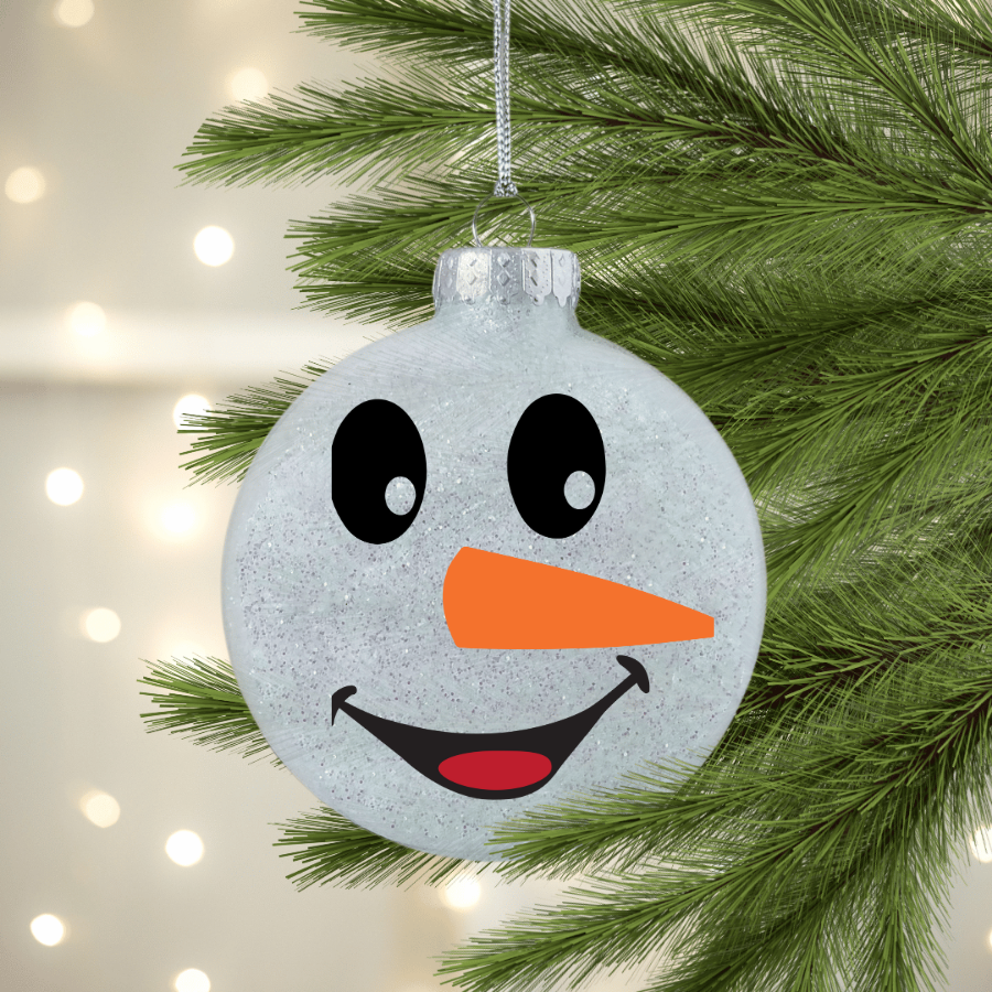 Happy Snowman Face UV DTF Christmas Ornament Decal