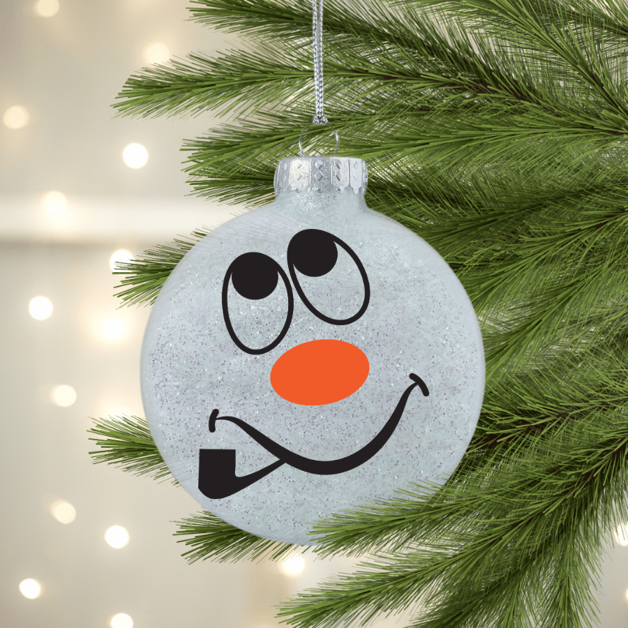 Smoking Snowman Face UV DTF Christmas Ornament Decal