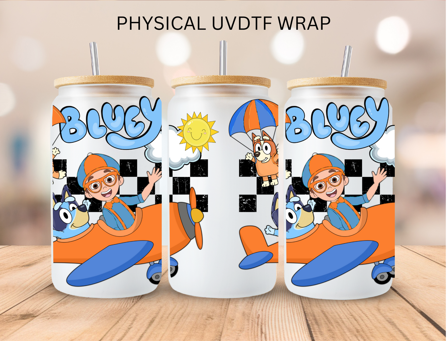 Blue And Blip in Plane- 16 oz / 20 oz Libby UV DTF