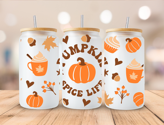 Fall Pumpkin Spice Life - 16oz Libby UV DTF Wrap