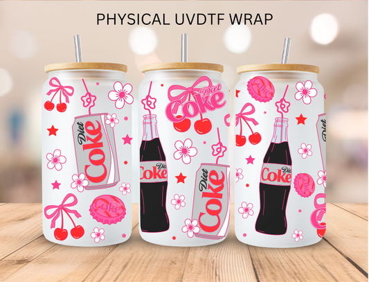 Diet Coke Bows And Cherries - 16 oz / 20 oz Libby UV DTF Wrap