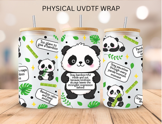 Panda Positivity - 16 oz / 20 oz Libby UV DTF Wrap