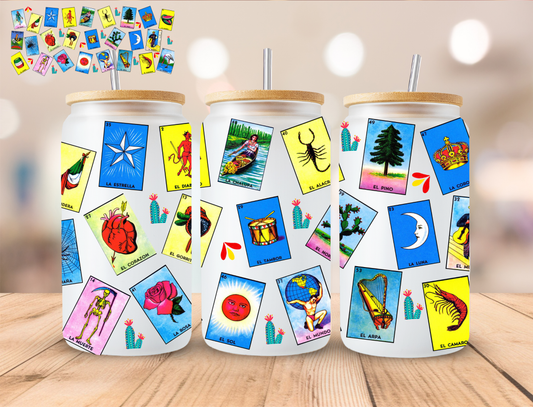 Spanish Cards Loteria - 16 oz / 20 oz Libby UV DTF Wrap