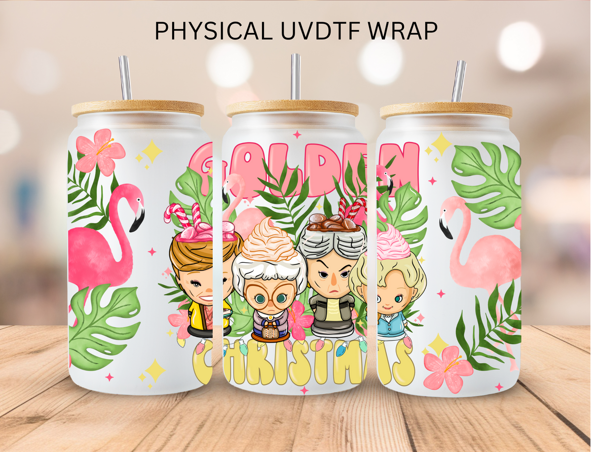 Golden Christmas - 16 oz / 20 oz Libby UV DTF Wrap