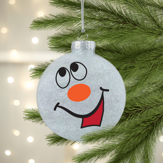 Silly Snowman Face UV DTF Christmas Ornament Decal