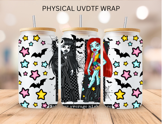 Skeleton and Sally Stars Halloween- 16 oz / 20 oz Libby UV DTF Wrap