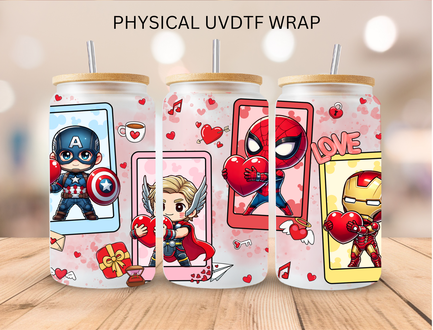 Valentines Superheros - 16 oz / 20 oz Libby UV DTF