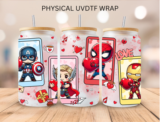 Valentines Superheros - 16 oz / 20 oz Libby UV DTF