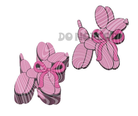 Pink Balloon Dog With Bow - 3D Printed Straw Topper