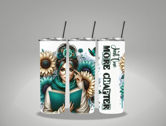 Bookish Blue Floral Just One More Chapter - 20oz Skinny Tumbler Wrap