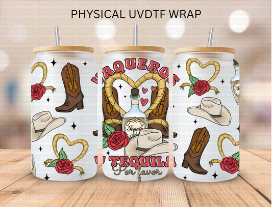 Latino Chicano Valentines Western Tequila - 16 oz / 20 oz Libby UV DTF