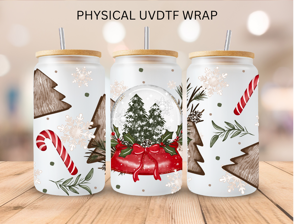 Christmas Cookie Tree Snow Globe - 16 oz / 20 oz Libby UV DTF Wrap