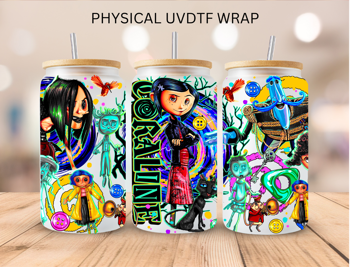 Halloween Button Eyed Girl - 16 oz / 20 oz Libby UV DTF Wrap