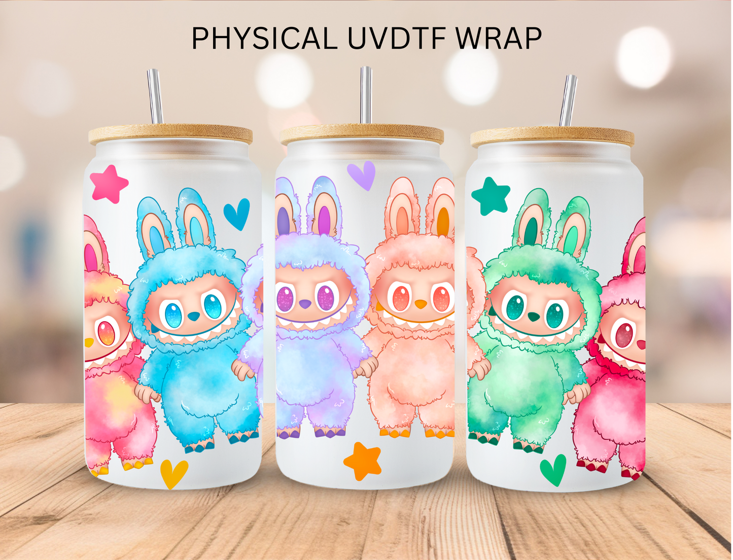 Pastel Labubu (2) - 16 oz / 20 oz Libby UV DTF Wrap