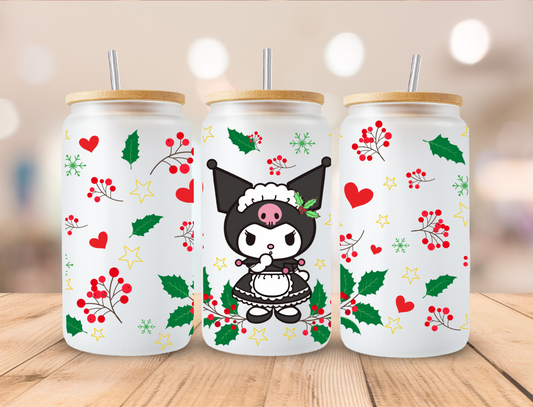 Christmas Maid Kitty - 16oz Libby UV DTF Wrap