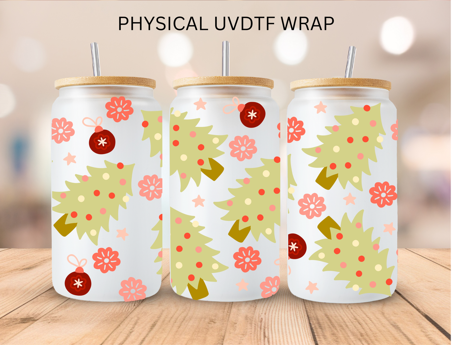 Light Christmas Trees - 16 oz / 20 oz Libby UV DTF Wrap
