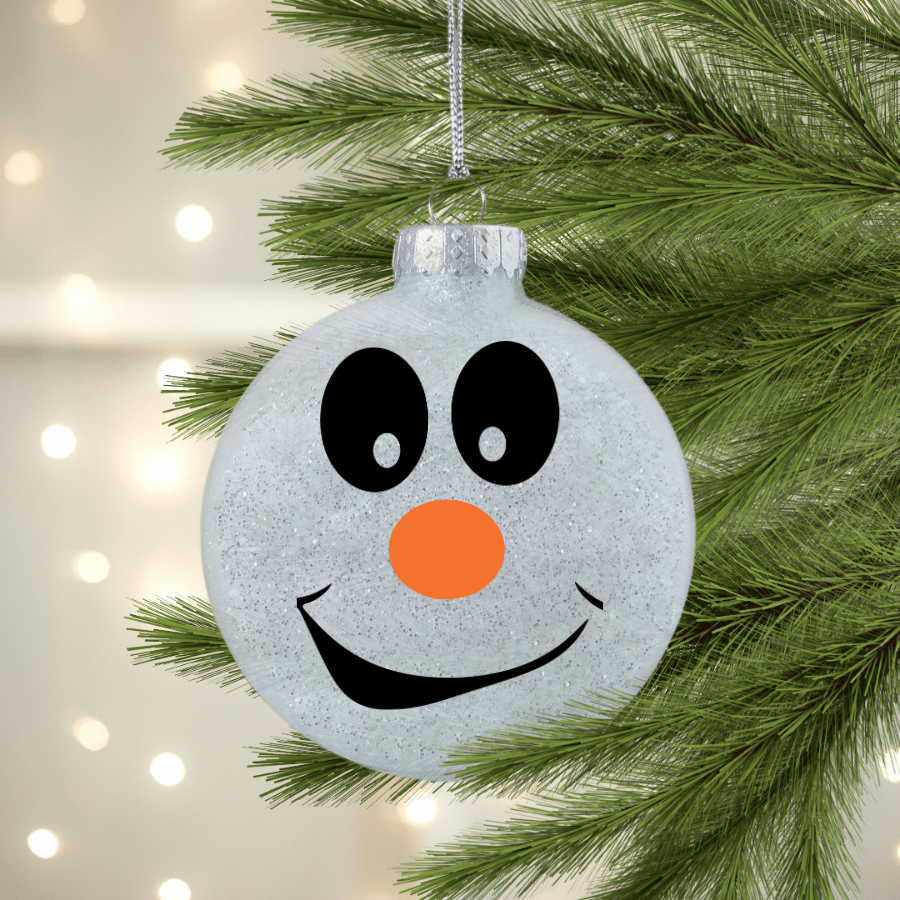 Smirking Snowman Face UV DTF Christmas Ornament Decal