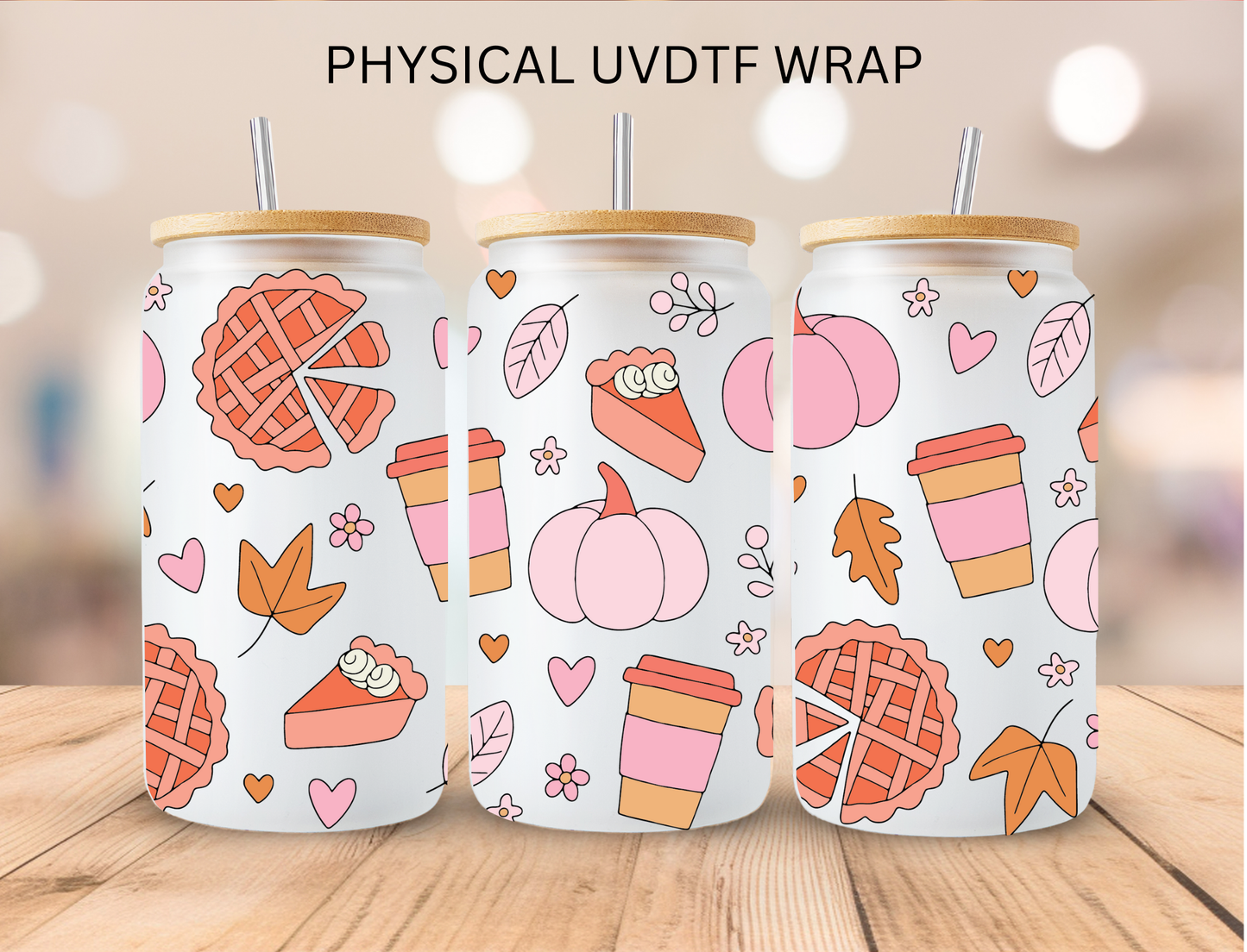 Fall Pastel Aesthetic - 16 oz / 20 oz Libby UV DTF Wrap