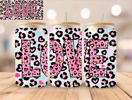 Pink Cheetah Love - 16 oz / 20 oz Libby UV DTF Wrap