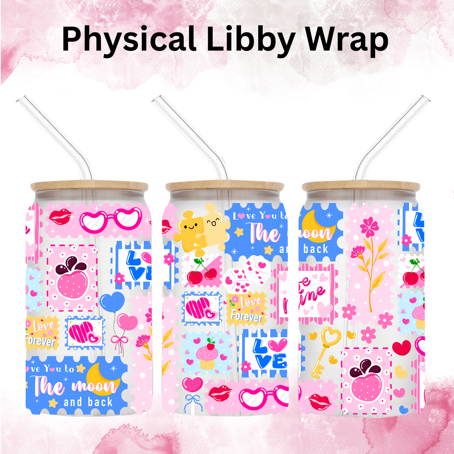 Valentines Love Stamps - 16 oz / 20 oz Libby UV DTF