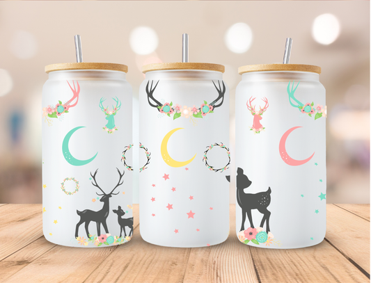 Moon And Deer - 16 oz / 20 oz Libby UV DTF Wrap